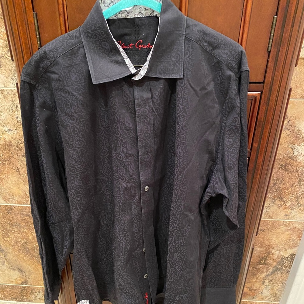 Robert Graham Paisley Black Button Down